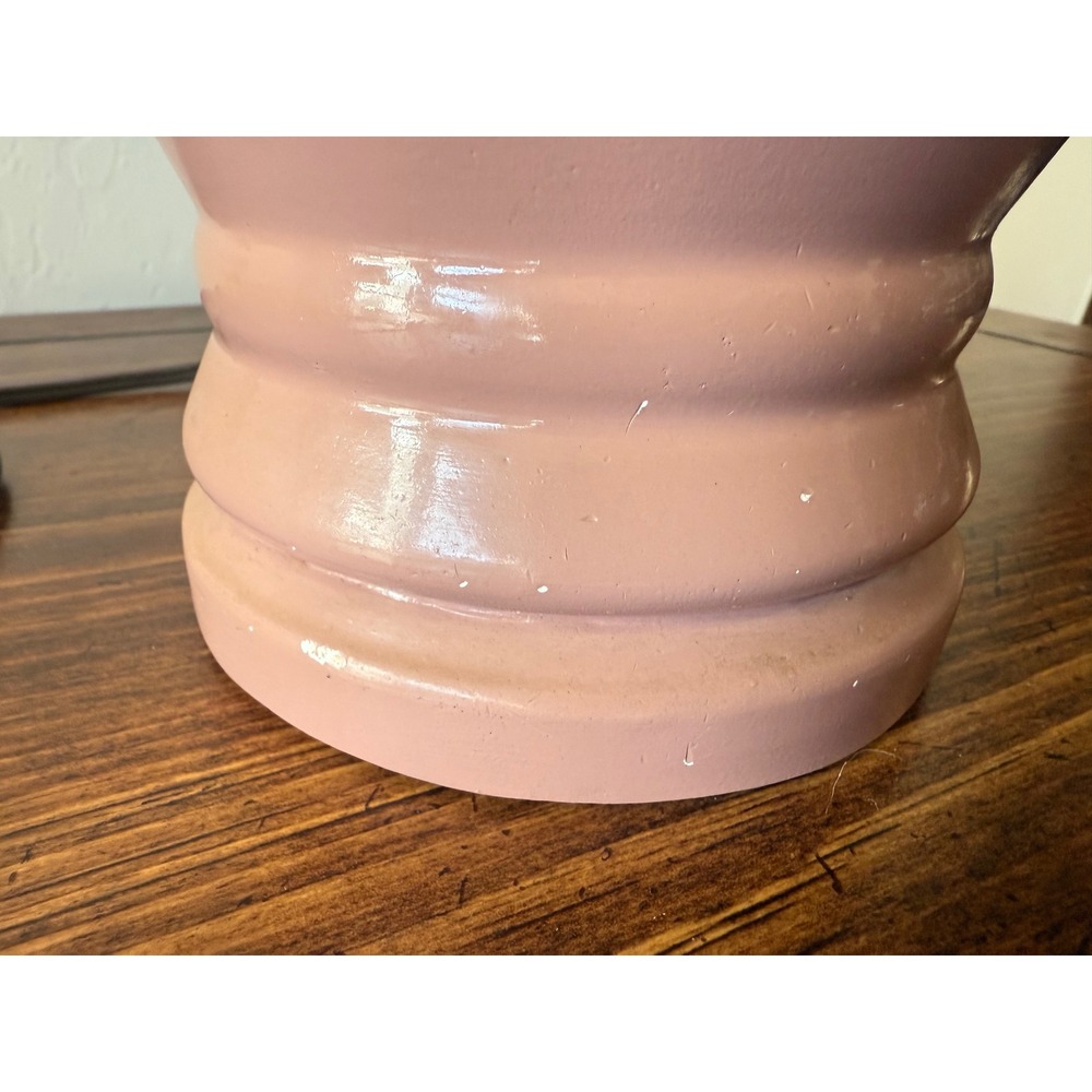 Vintage Pink Ceramic Ginger Jar Lamp Floral Calico Shade Cottagecore Decor - Picture 5 of 12